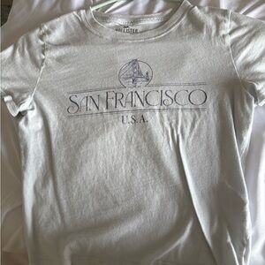 Hollister San Francisco Graphic Baby Tee - Light Blue with Navy Print